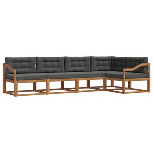 vidaXL Utomhussoffset med kudde 5 pcs Naturlig och Antracit