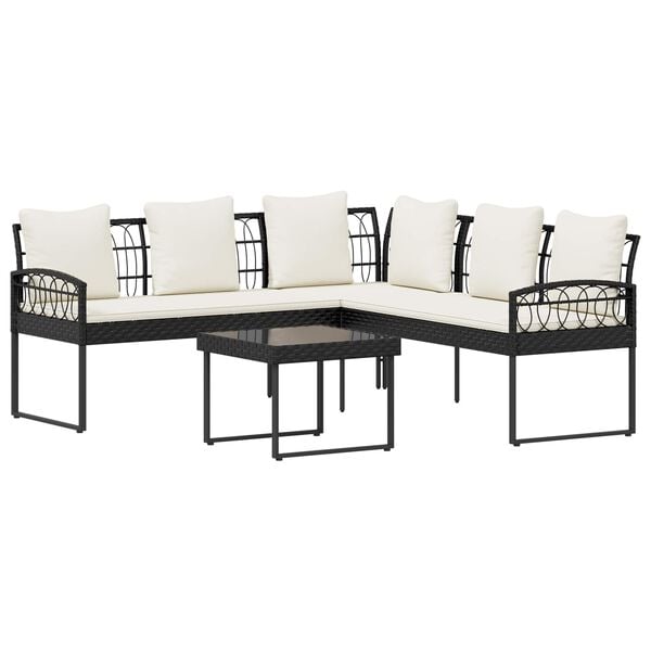 vidaXL Tr&auml;dg&aring;rdsoffset med kudde 2 pcs Svart St&aring;l