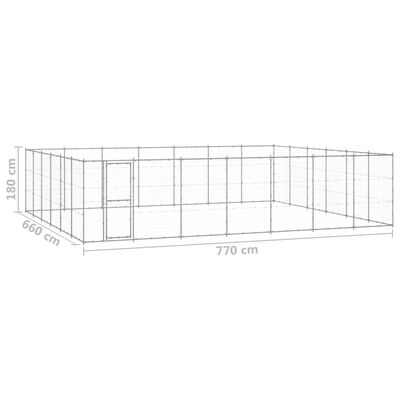 vidaXL Hundgård för utomhusbruk galvaniserat stål 50,82 m²