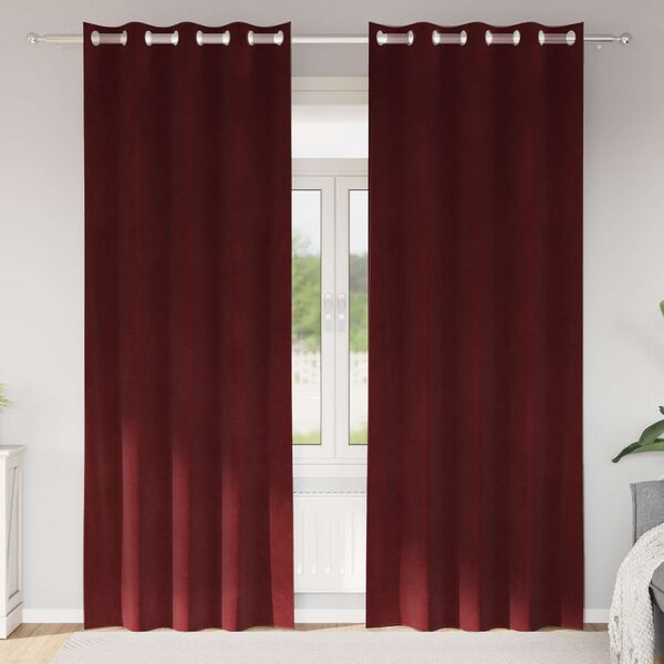 vidaXL Mörkläggningsgardiner 2 pcs Vinröd 140 x 245 cm Sammet