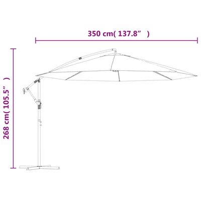 vidaXL Frihängande parasoll med aluminiumstång 350 cm antracit