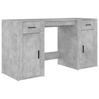 vidaXL Skrivbord med skåp betonggrå konstruerat trä