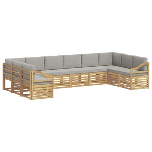 vidaXL Sektionsoffgrupp 10 pcs Vit och ljusgr&aring; 363 x 185,5 x 73 cm