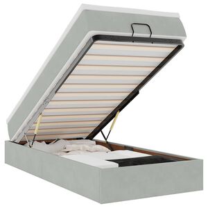 vidaXL Ottoman s&auml;ngram med madrass ljusgr&aring; 80x200 cm sammet