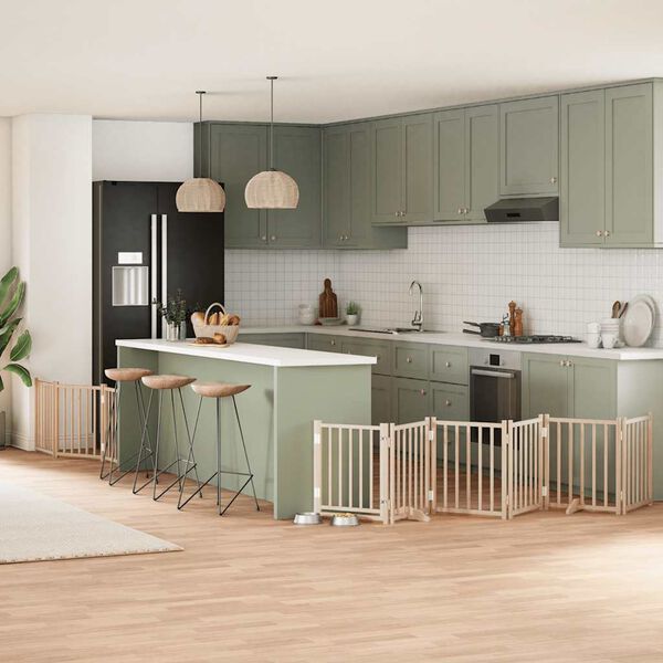 vidaXL Hundgrind med d&ouml;rr vikbar 9 paneler 450 cm poppel