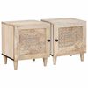 vidaXL Nattduksbord 2 pcs Beige 40 x 33 x 46 cm Massivt akaciatr&auml;
