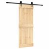 vidaXL Skjutd&ouml;rr Naturlig och svart 80 x 210 cm Massiv furutr&auml;d&ouml;rr