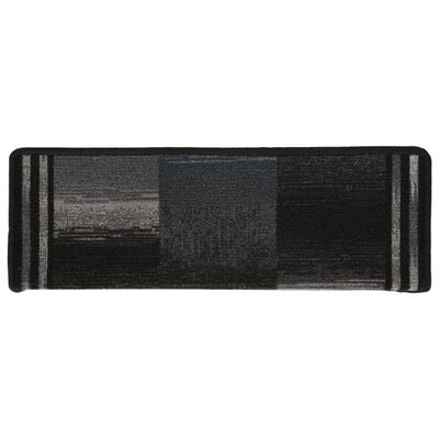 vidaXL Trappstegsmattor självhäftande 15 st 65x21x4 cm svart och grå