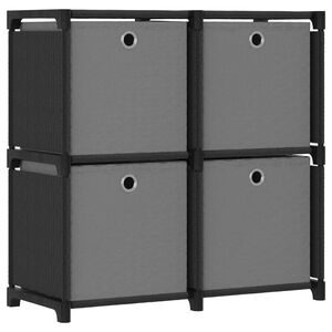 vidaXL Hylla med 4 kuber med l&aring;dor svart 69x30x72,5 cm tyg