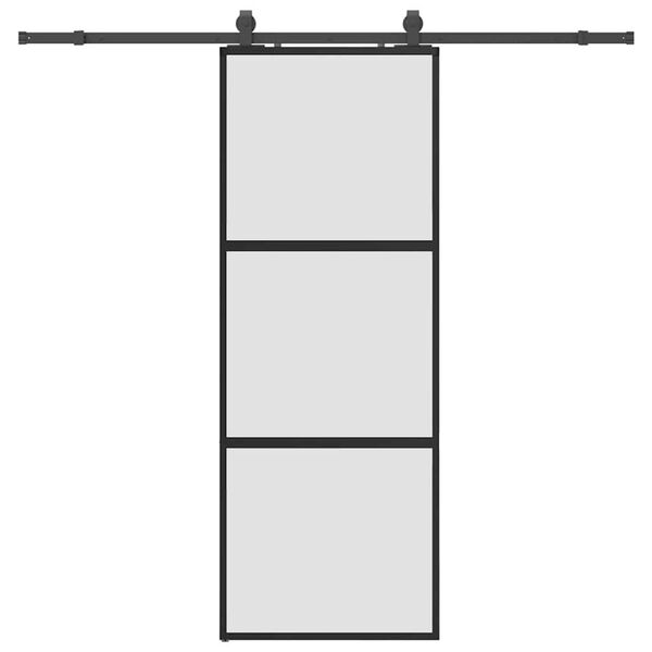 vidaXL Skjutd&ouml;rr med beslag svart 76x205 cm h&auml;rdat glas