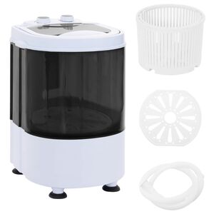 vidaXL Mini tv&auml;ttmaskin med enkel tank 2,6 kg Svart och Vitt