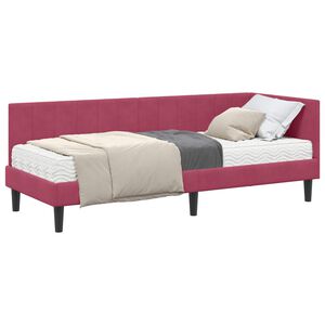 vidaXL H&ouml;rn S&auml;ngram med Madrass 2 st Vinr&ouml;d 80 x 200 cm Sammet