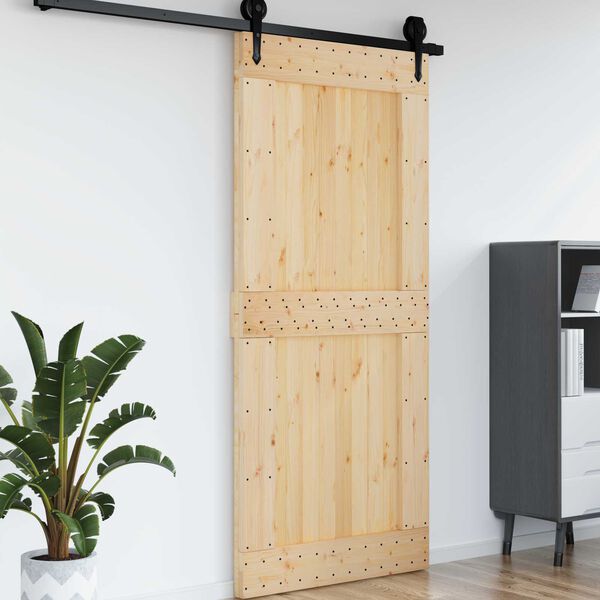 vidaXL D&ouml;rr NARVIK Naturf&auml;rg 100 x 210 cm Massiv furutr&auml;d&ouml;rr