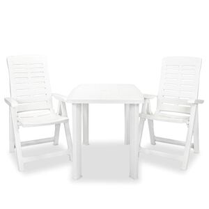 vidaXL Caf&eacute;set 3 delar plast vit