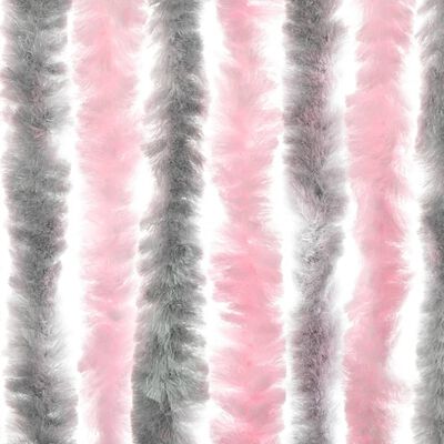 vidaXL Insektsgardin silvergrå och rosa 100x200 cm chenille