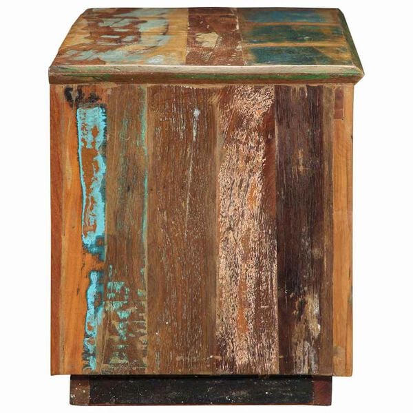 vidaXL Skosk&aring;p med hylla Brun 110 x 35 x 40 cm Solid &aring;tervunnen tr&auml;