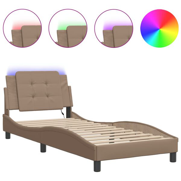 vidaXL Bed Frame with LED without Mattress "Zadar" Cappuccino 80x200 cm
