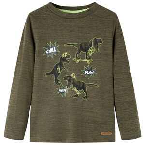 T-shirt med l&aring;nga &auml;rmar f&ouml;r barn khaki melange 92