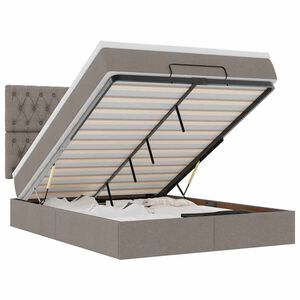 vidaXL Ottoman s&auml;ngram med madrass taupe 140x200 cm tyg