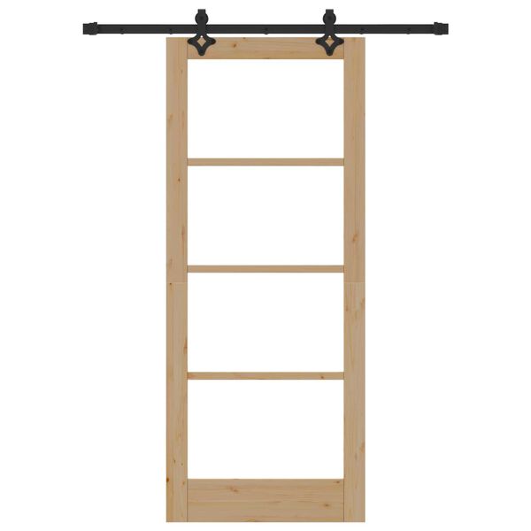 vidaXL Skjutd&ouml;rr Naturf&auml;rg 83 x 202 cm Massivt talltr&auml; och glas