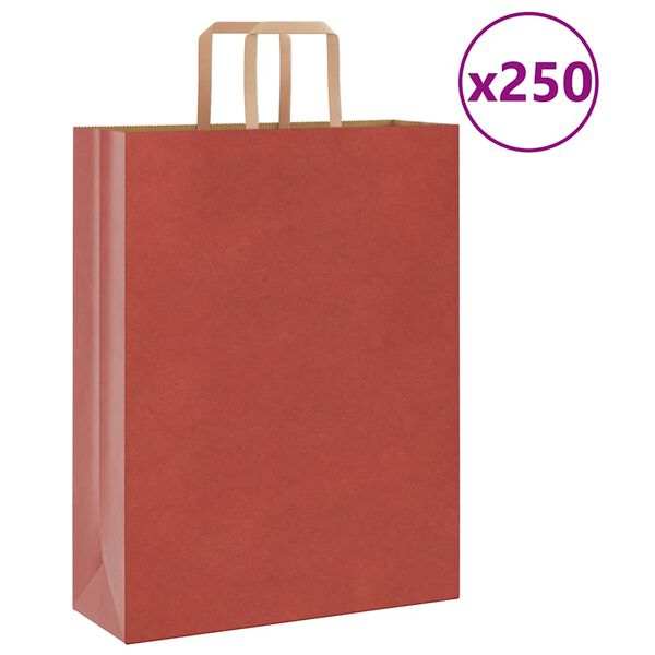 vidaXL Pappersp&aring;sar 250 st med handtag r&ouml;d 32x12x42 cm