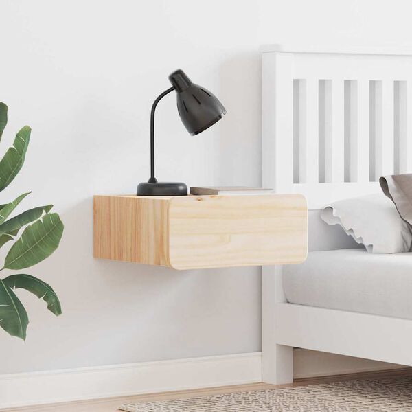 vidaXL S&auml;ngbord med l&aring;da Brun 39 x 34 x 16,5 cm Massiv furu