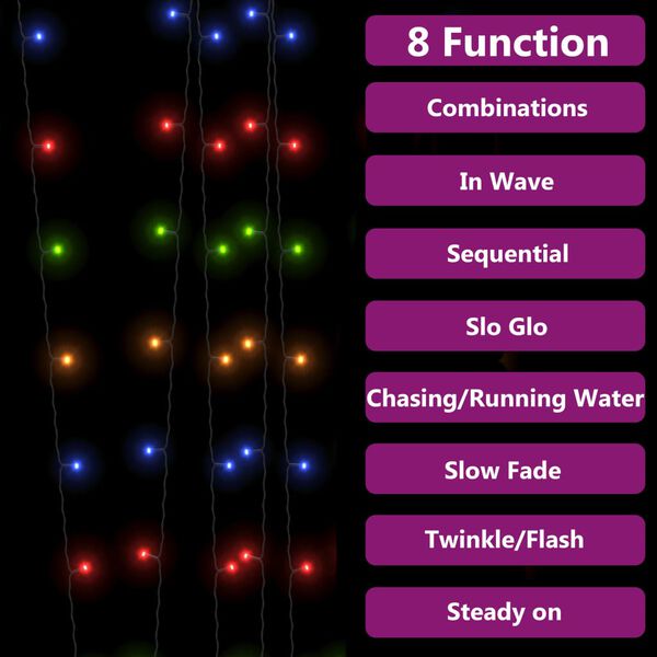 vidaXL Soldriven ljusslinga 2 st 2x200 lysdioder flerfärgad inne/ute