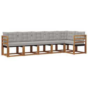 vidaXL Utomhussoffset med kudde 6 pcs Naturlig och Ljus Gr&aring;