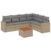 vidaXL Matgrupp f&ouml;r tr&auml;dg&aring;rden med dynor 7 delar beige konstrotting