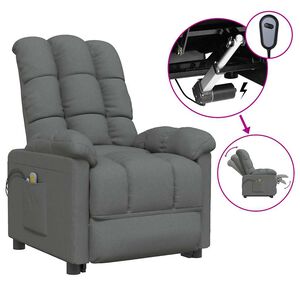 vidaXL Elektrisk massagef&aring;t&ouml;lj m&ouml;rkgr&aring; tyg