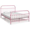 vidaXL S&auml;ngram utan madrass rosa metall 160x200 cm