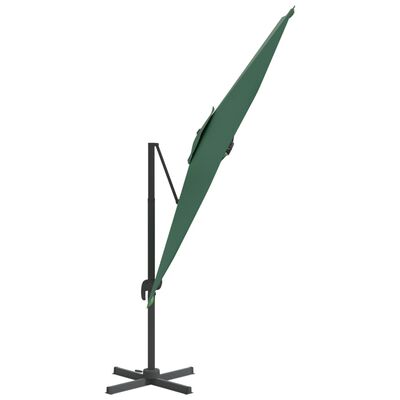 vidaXL Frihängande parasoll LED grön 400x300 cm