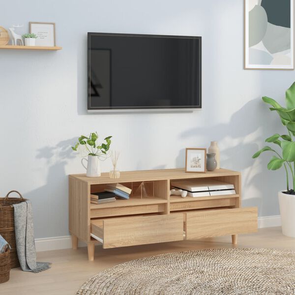 vidaXL Tv-b&auml;nk sonoma-ek 100x34,5x44,5 cm konstruerat tr&auml;