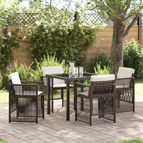 vidaXL Trädgårdsmöbelset 5 pcs Brun Poly rattan