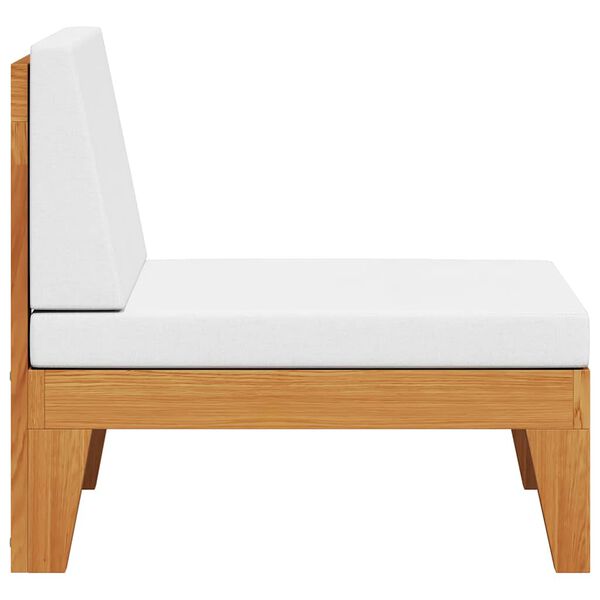 vidaXL Mittensits med gräddvita dynor massivt akaciaträ