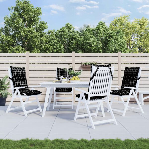 vidaXL Stolsdynor f&ouml;r stolar med h&ouml;g rygg 4 st svartrutig oxfordtyg