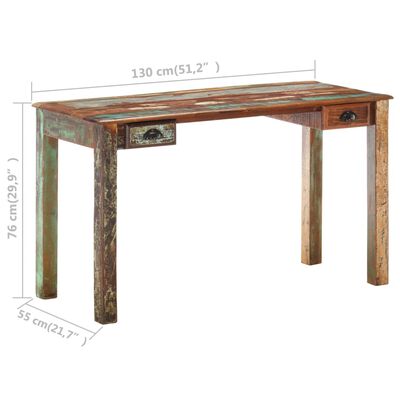 vidaXL Skrivbord 130x55x76 cm massivt återvunnet trä
