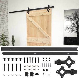 vidaXL Skjutd&ouml;rr 90 x 210 cm Massiv furu Naturlig och svart