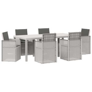 vidaXL Tr&auml;dg&aring;rdsm&ouml;belset med kudde 7 pcs Vit och antracit PP