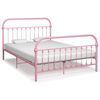 vidaXL S&auml;ngram utan madrass rosa metall 140x200 cm