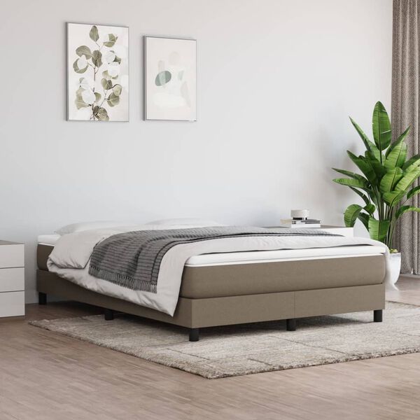 vidaXL Boxspring-s&auml;ngram taupe 140x200 cm tyg