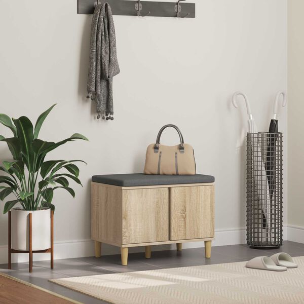 vidaXL Hallb&auml;nk med kudde med lagring Sonoma-ek 60 x 38 x 46 cm