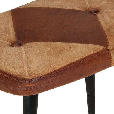 vidaXL Gungstol med fotpall brun äkta läder och kanvas