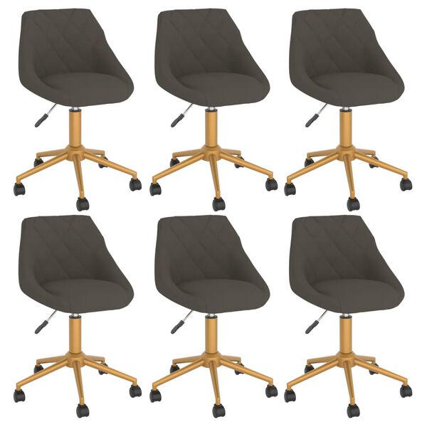 vidaXL Snurrbara matstolar 6 st m&ouml;rkgr&aring; sammet