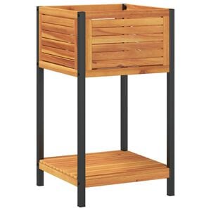 vidaXL Odlingsl&aring;da med hylla 45x45x80 cm massiv akacia och st&aring;l
