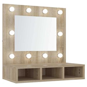 vidaXL Spegelsk&aring;p med LED sonoma-ek 60x31,5x62 cm