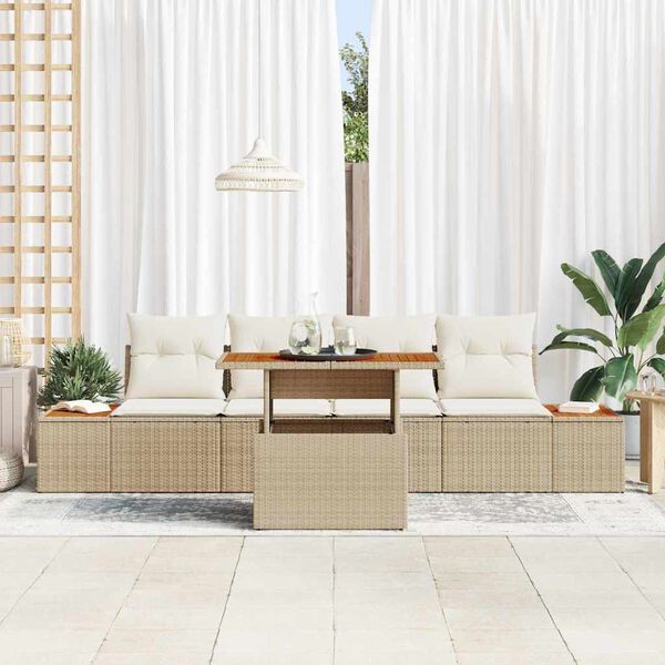 vidaXL Tr&auml;dg&aring;rdsoffset med lagring 5 pcs Beige Poly rattan
