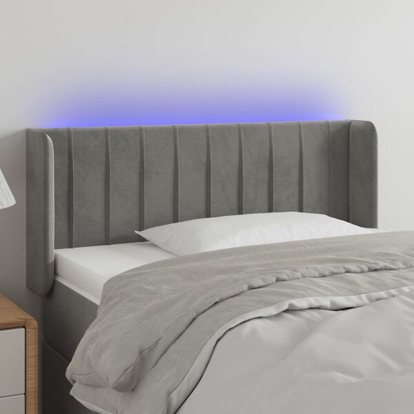 vidaXL S&auml;nggavel LED ljusgr&aring; 93x16x78/88 cm sammet