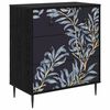 vidaXL Kommode DOKKUM Bl&aring; ormbunkstryck 66 x 36,5 x 76 cm Svart ek