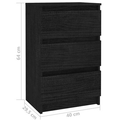 vidaXL Sängbord 2 st svart 40x29,5x64 cm massiv furu